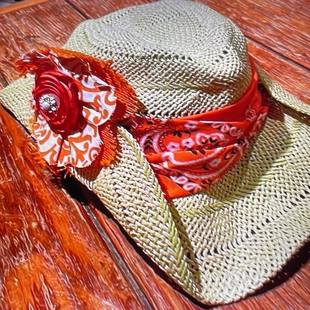 Straw Vintage Cowboy Hat embellished